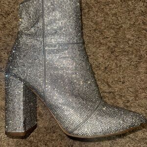 Steve Madden Sparkling Silver Heeled Boots